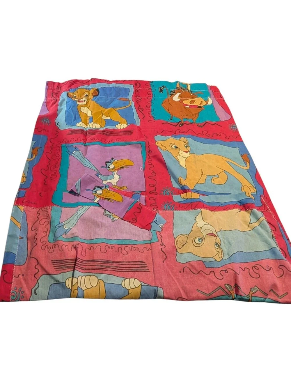 Vtg Disney Lion King Single Curtain Panel & Tieback Young Simba Pumbaa 30